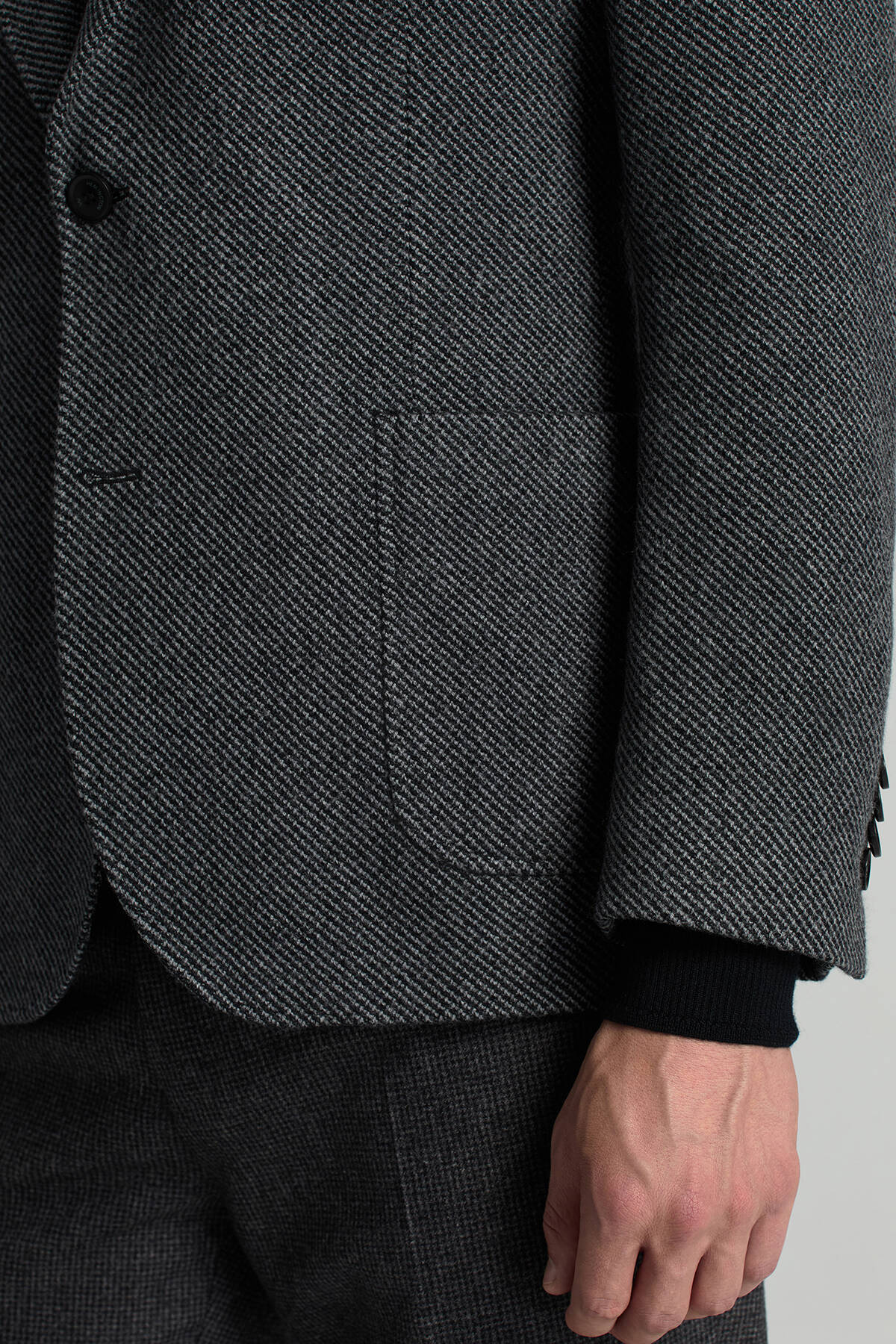 İtalyan Yün Kaşmir Karışım Siyah Blazer Ceket
