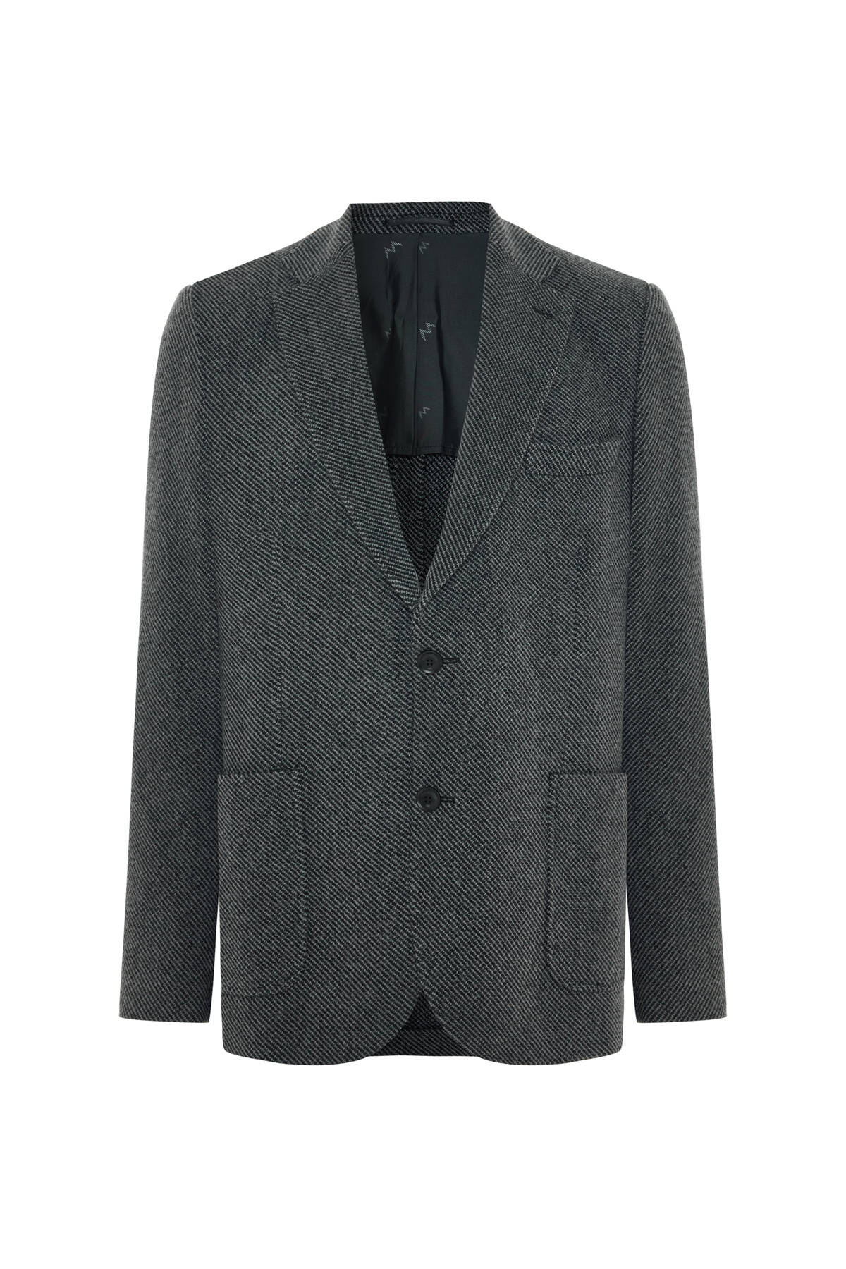 İtalyan Yün Kaşmir Karışım Siyah Blazer Ceket