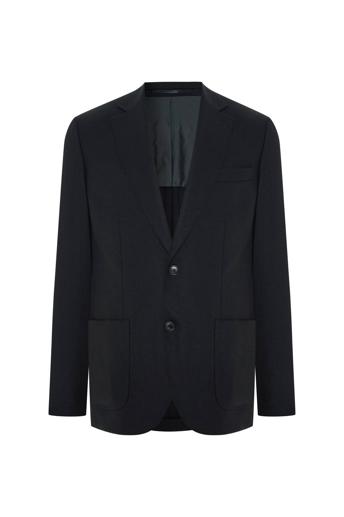 İtalyan Yün Kaşmir Karışım Siyah Blazer Ceket