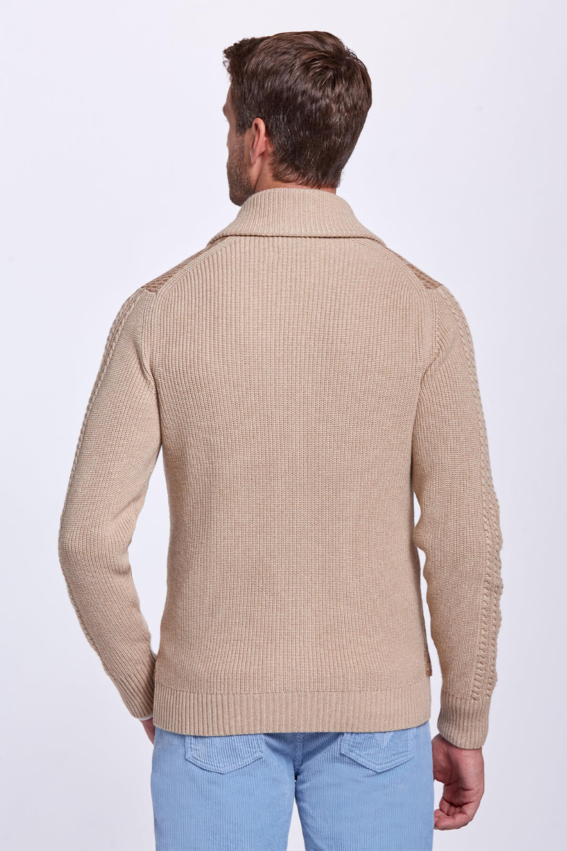 Hemington Kaşmir İpek Karışımlı Desenli Camel Hırka. 4 Hemington Kaşmir İpek Karışımlı Desenli Camel Hırka. 4