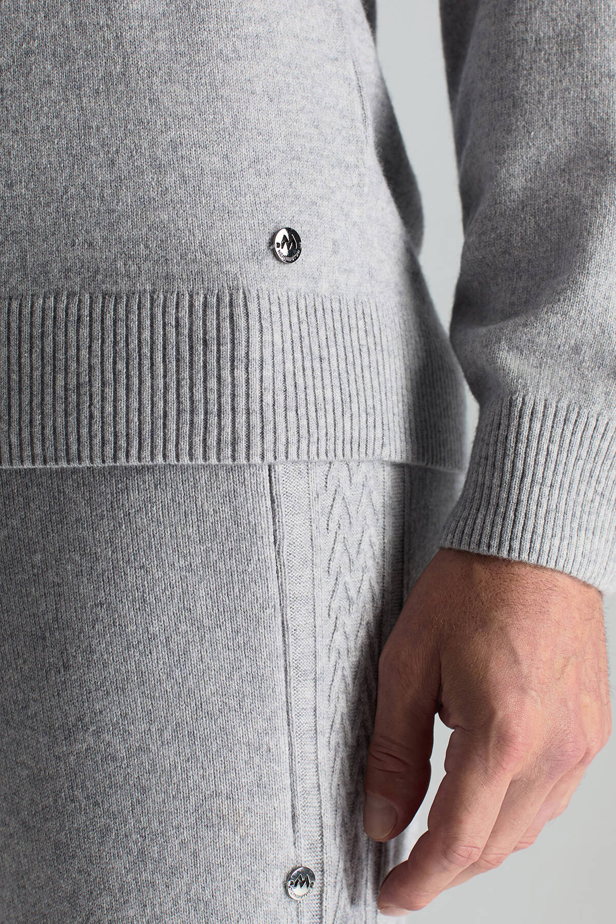 Kaşmir-İpek-Yün Karışım Lupetto Yaka Açık Gri Kazak