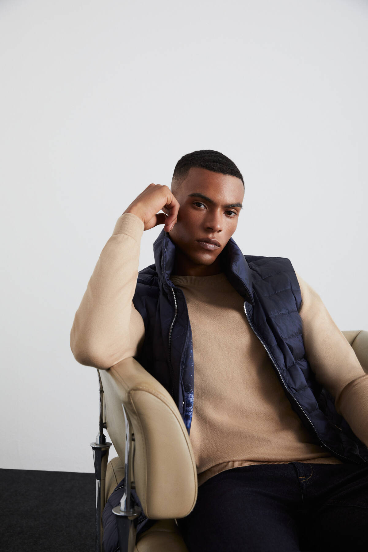 Kaşmir Karışım Bisiklet Yaka Camel Triko