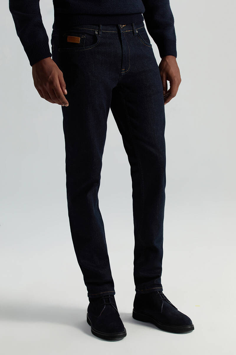Kaşmir Karışım Kışlık Lacivert Denim Pantolon