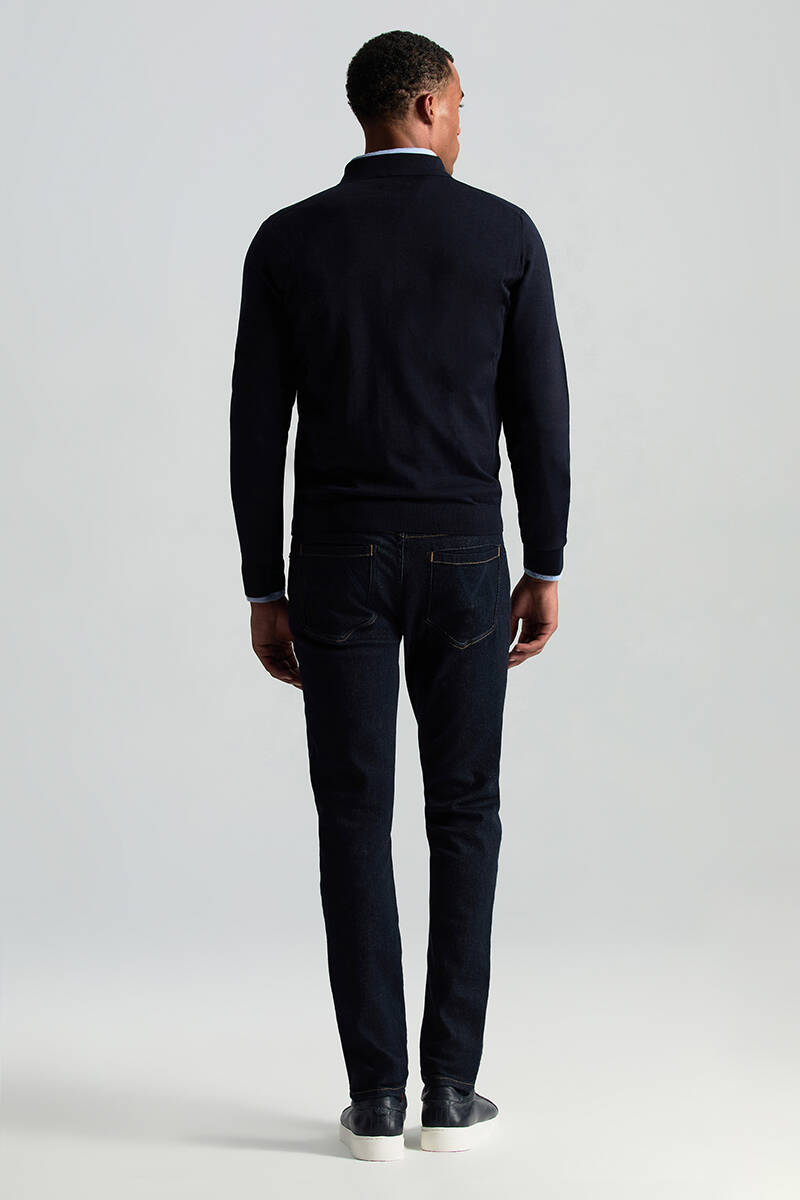 Kaşmir Karışım Kışlık Lacivert Denim Pantolon
