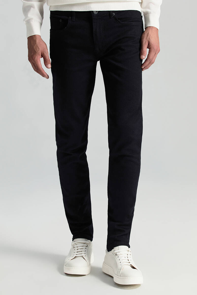 Kaşmir Karışım Kışlık Siyah Denim Pantolon