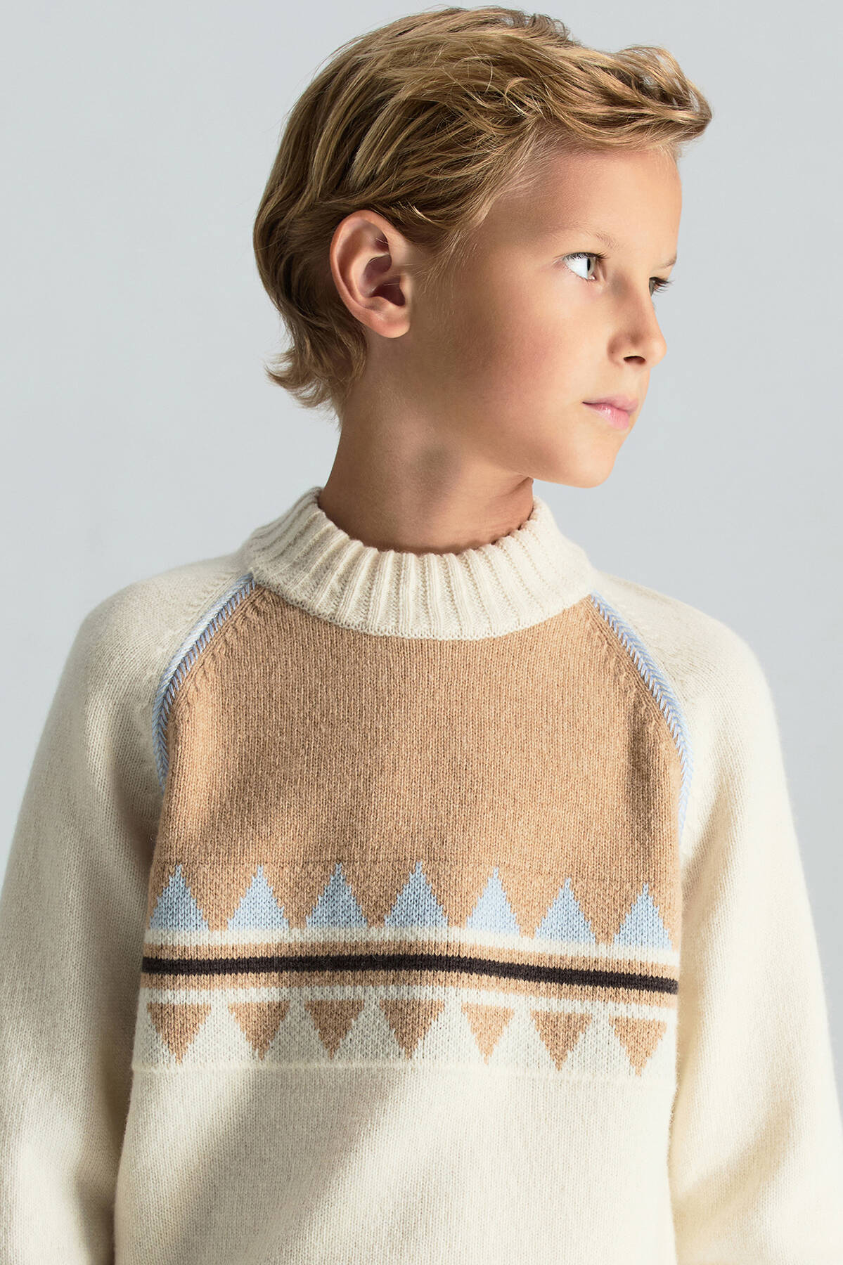 Kaşmir Karışım Lupetto Yaka Ekru Çocuk Kazak