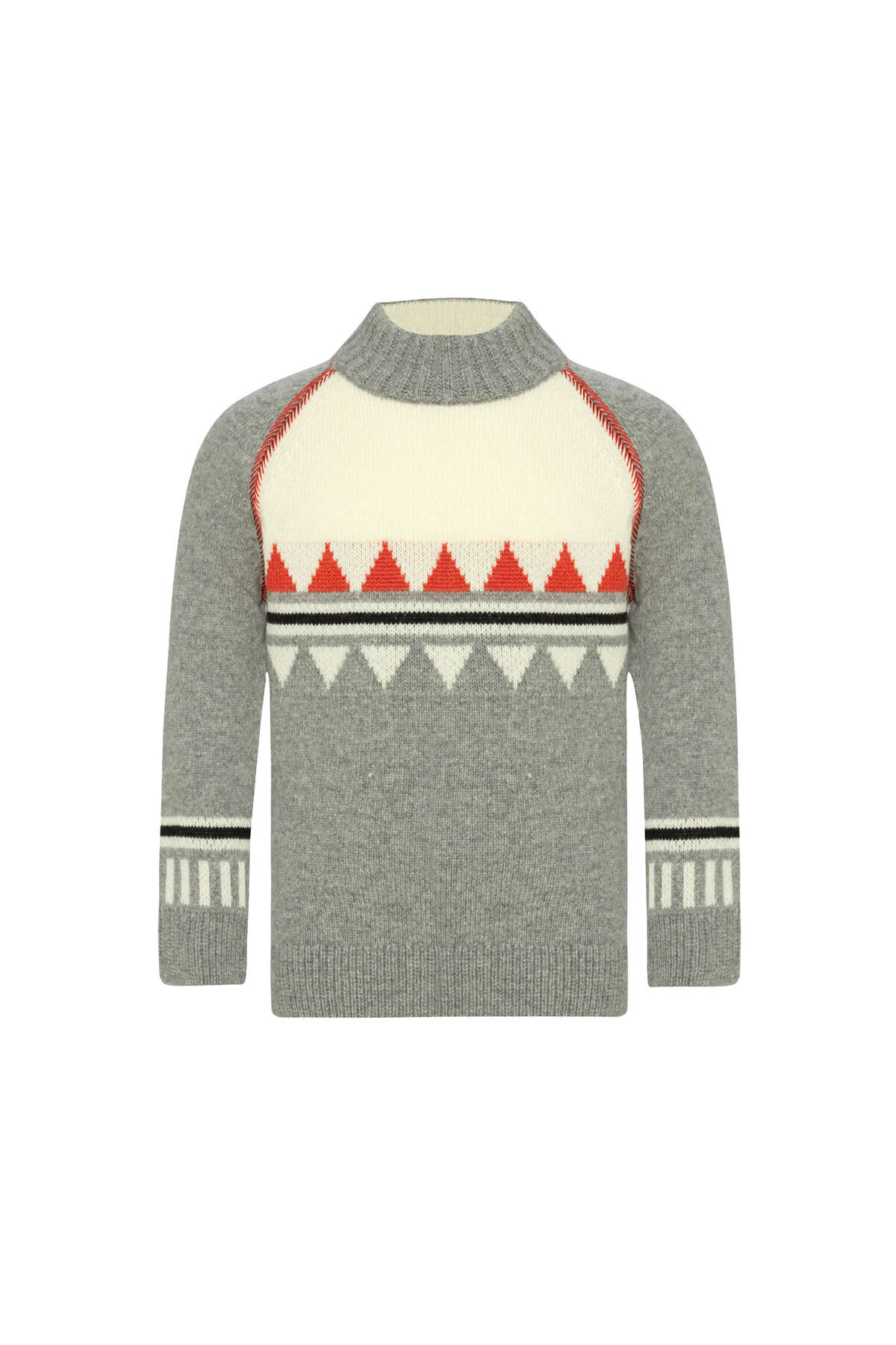 Kaşmir Karışım Lupetto Yaka Gri Çocuk Kazak