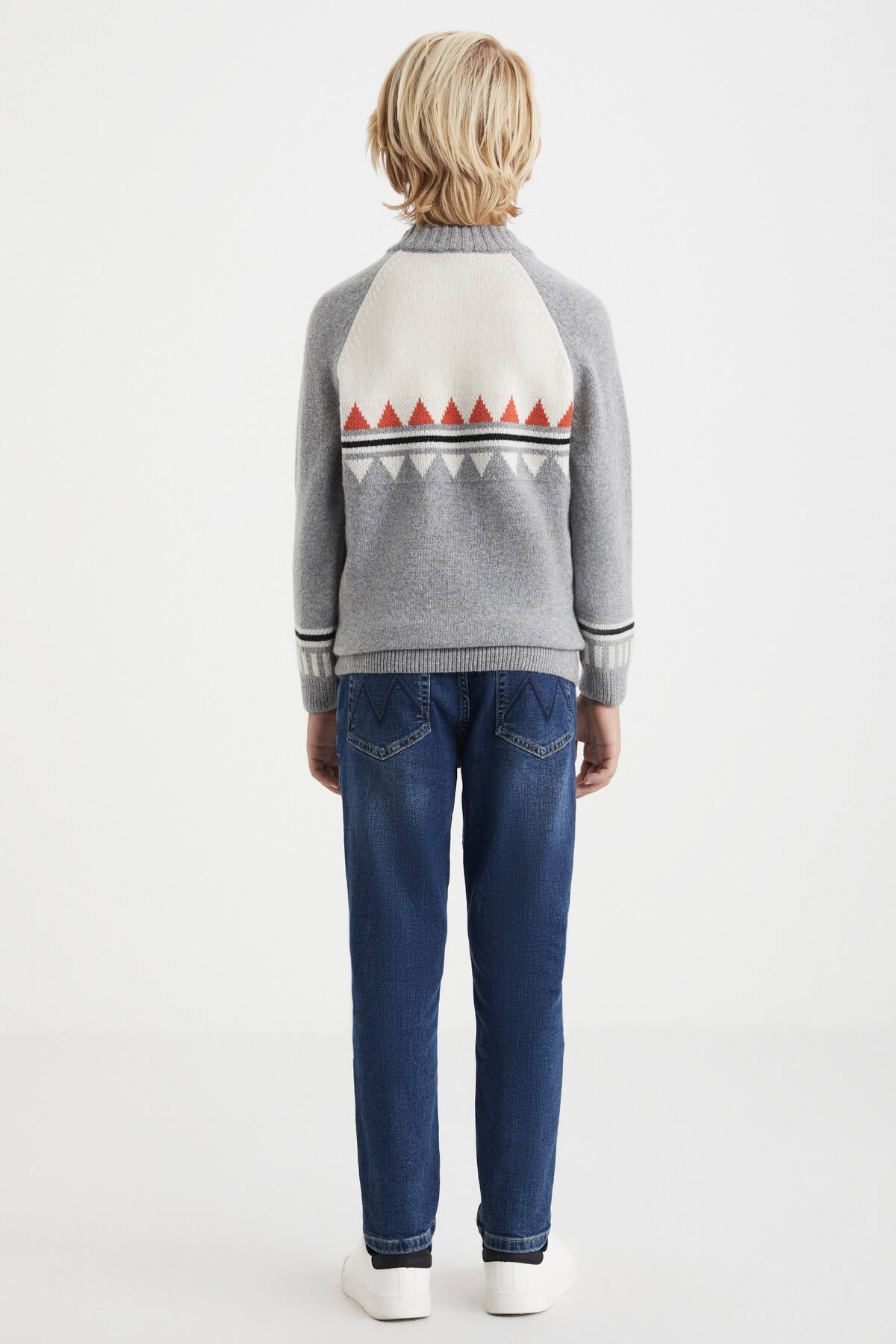 Kaşmir Karışım Lupetto Yaka Gri Çocuk Kazak