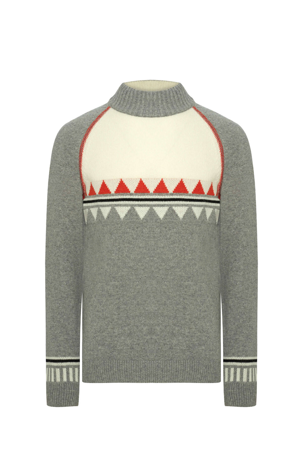 Kaşmir Karışım Lupetto Yaka Gri Kazak