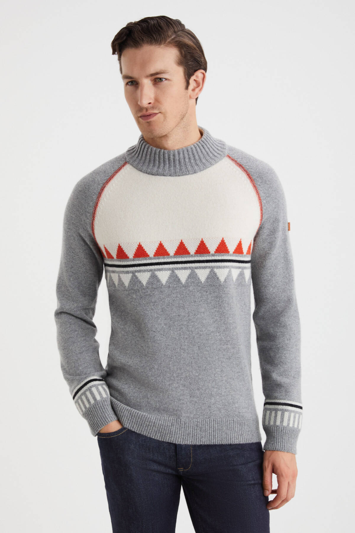 Kaşmir Karışım Lupetto Yaka Gri Kazak