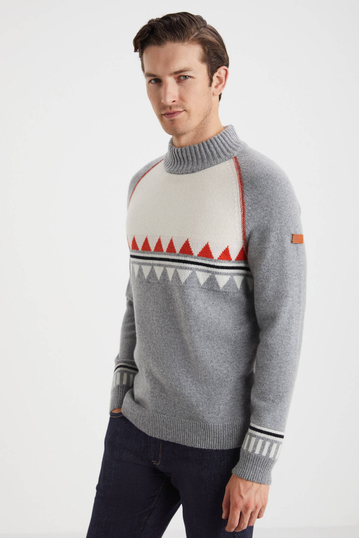 Kaşmir Karışım Lupetto Yaka Gri Kazak