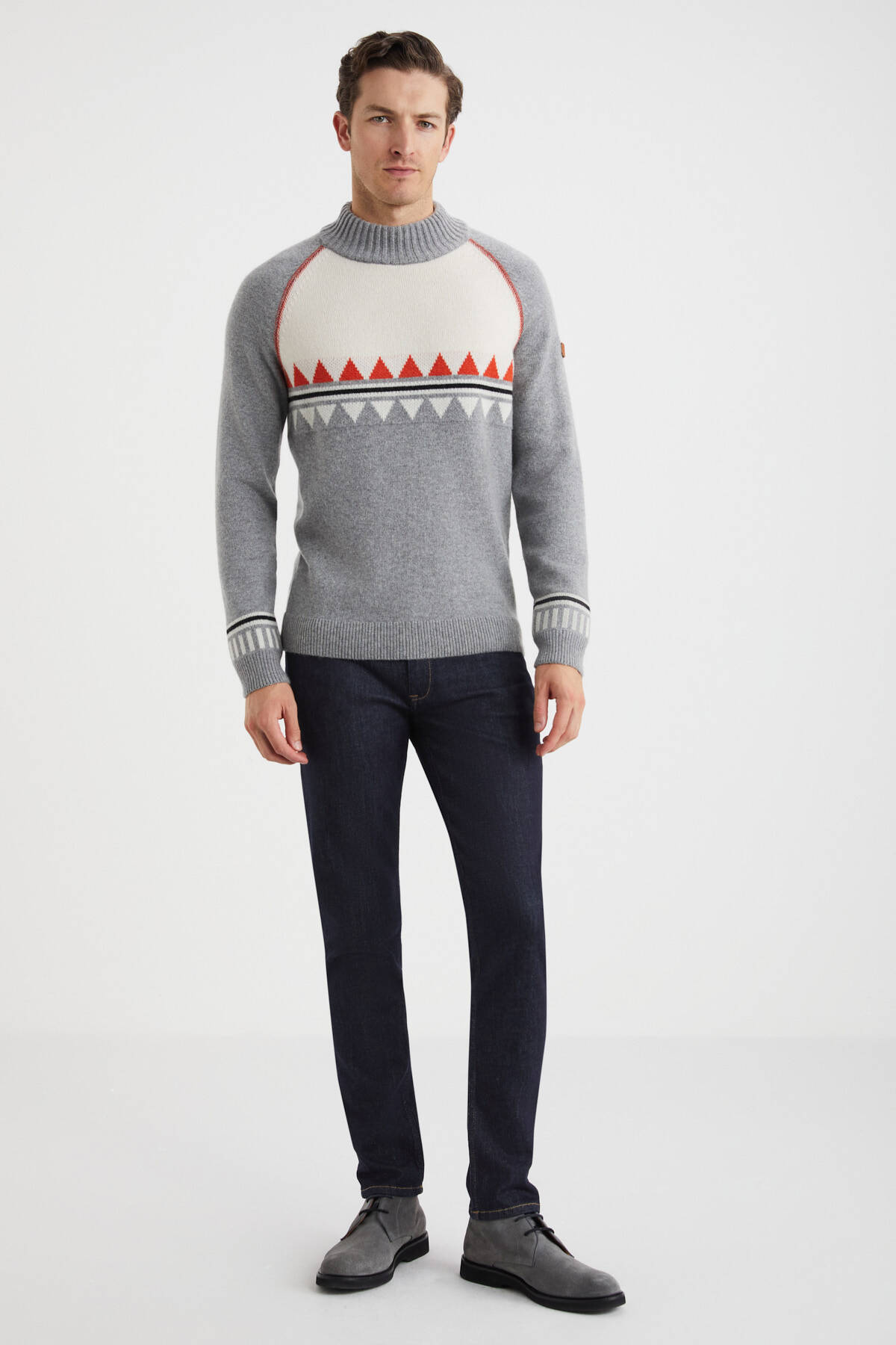 Kaşmir Karışım Lupetto Yaka Gri Kazak