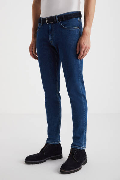 Kaşmir Karışım Kışlık Kalın Mavi Denim Pantolon - Hemington