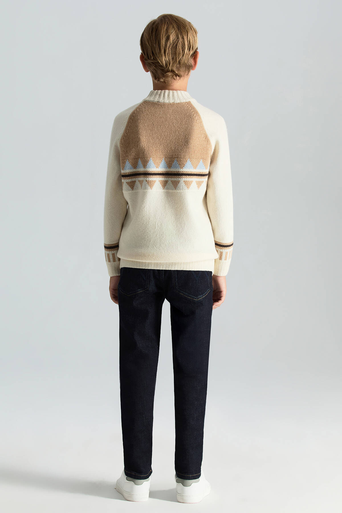 Kaşmir Karışım Yarım Balıkçı Yaka Ekru Çocuk Kazak