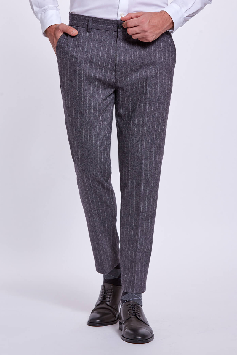 Hemington Kaşmir Karışımlı Flanel Chino Gri Pantolon. 1 Hemington Kaşmir Karışımlı Flanel Chino Gri Pantolon. 1