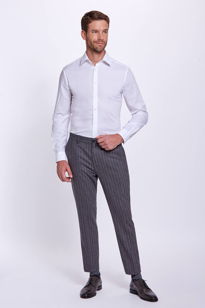 Hemington Kaşmir Karışımlı Flanel Chino Gri Pantolon. 2 Hemington Kaşmir Karışımlı Flanel Chino Gri Pantolon. 2