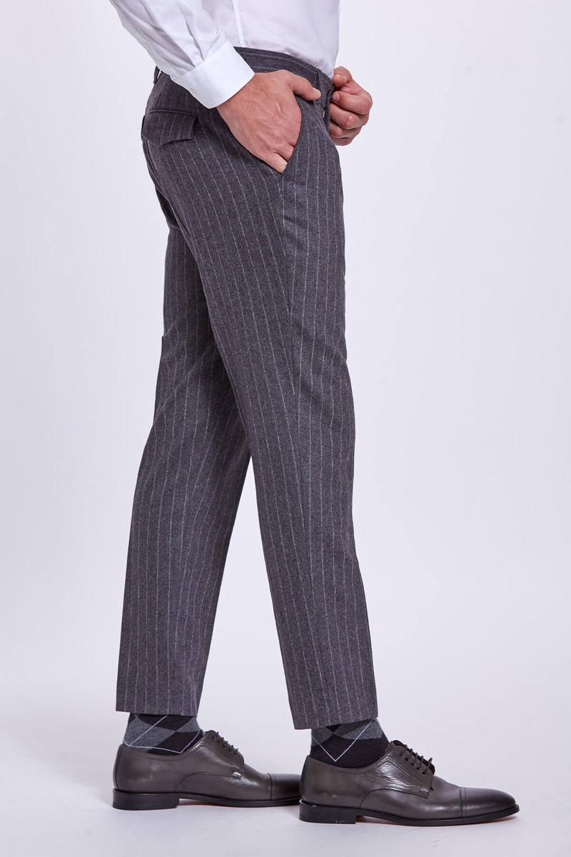 Hemington Kaşmir Karışımlı Flanel Chino Gri Pantolon. 3 Hemington Kaşmir Karışımlı Flanel Chino Gri Pantolon. 3