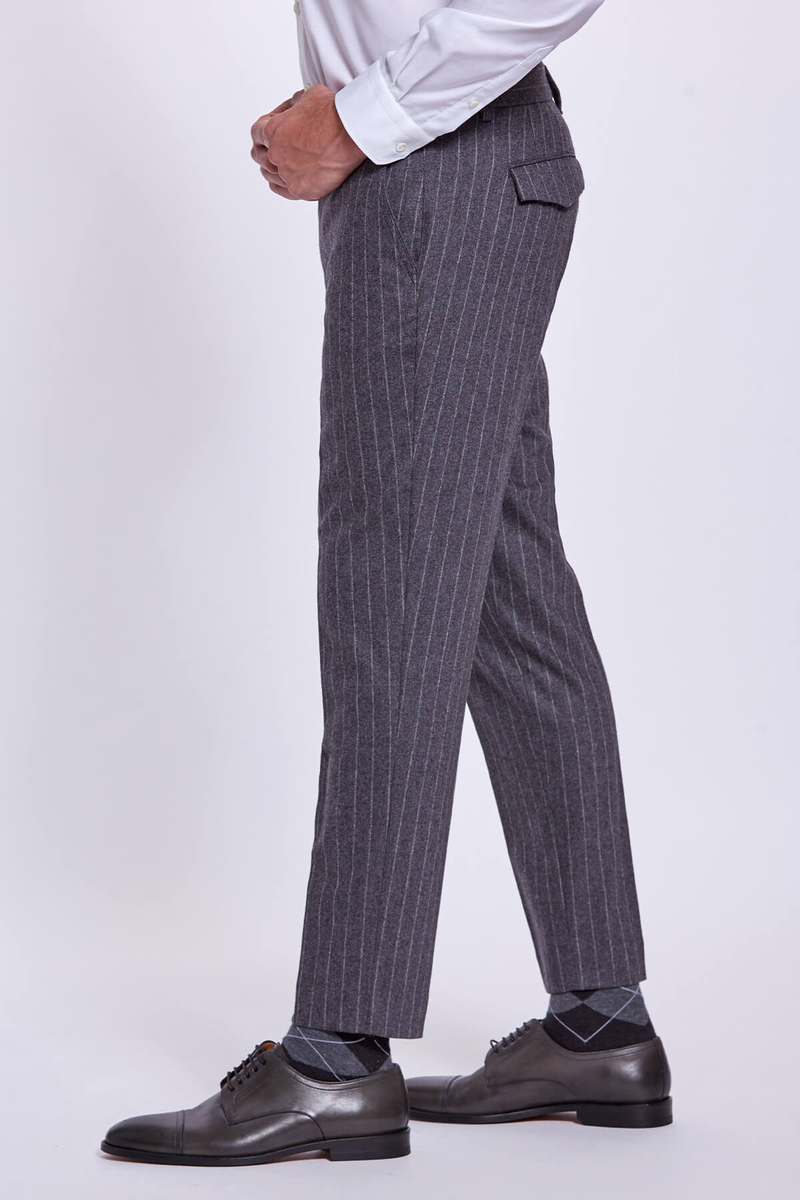 Hemington Kaşmir Karışımlı Flanel Chino Gri Pantolon. 5 Hemington Kaşmir Karışımlı Flanel Chino Gri Pantolon. 5