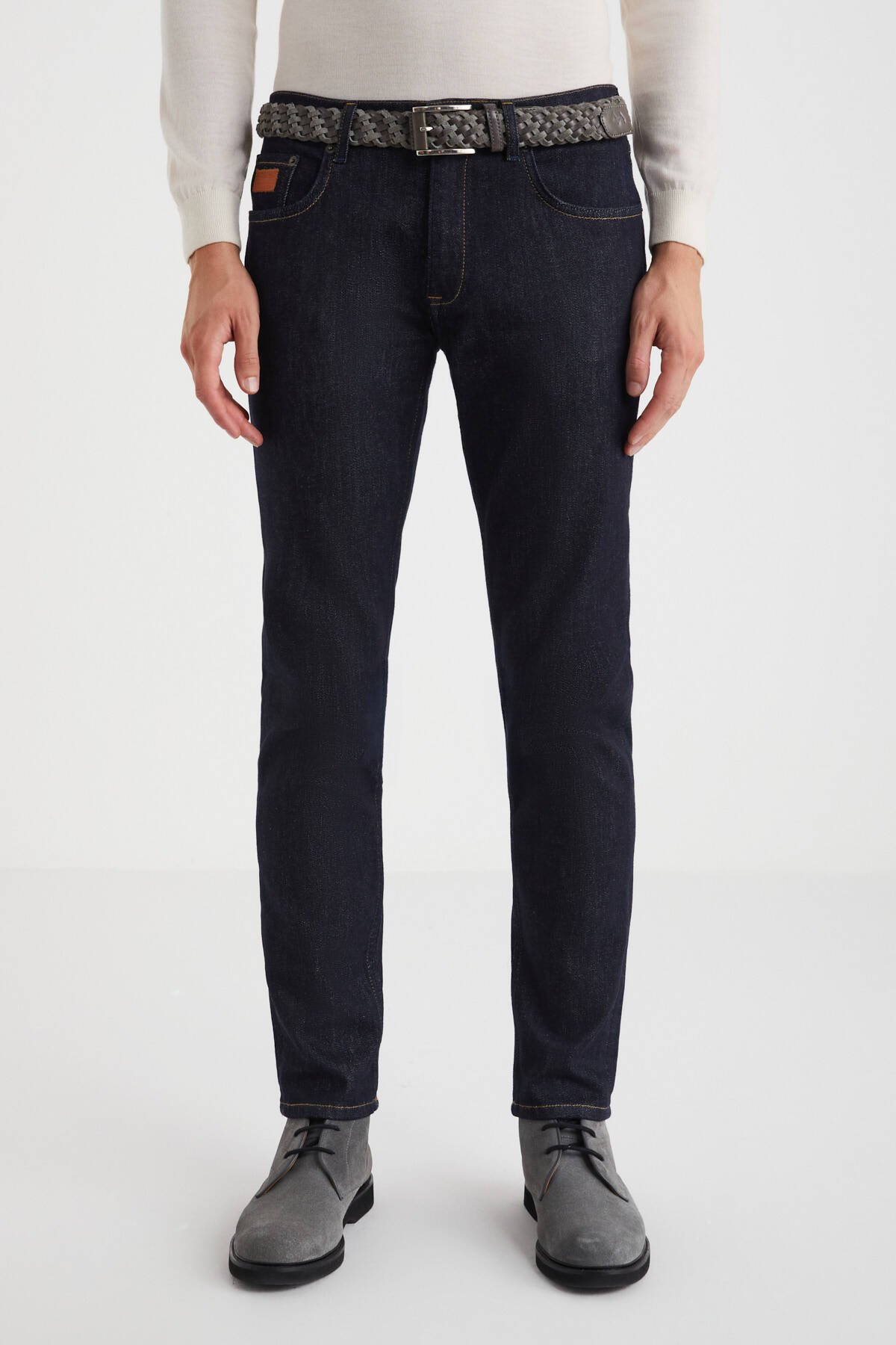 Kaşmir Karışım Kışlık Kalın Lacivert Denim Pantolon