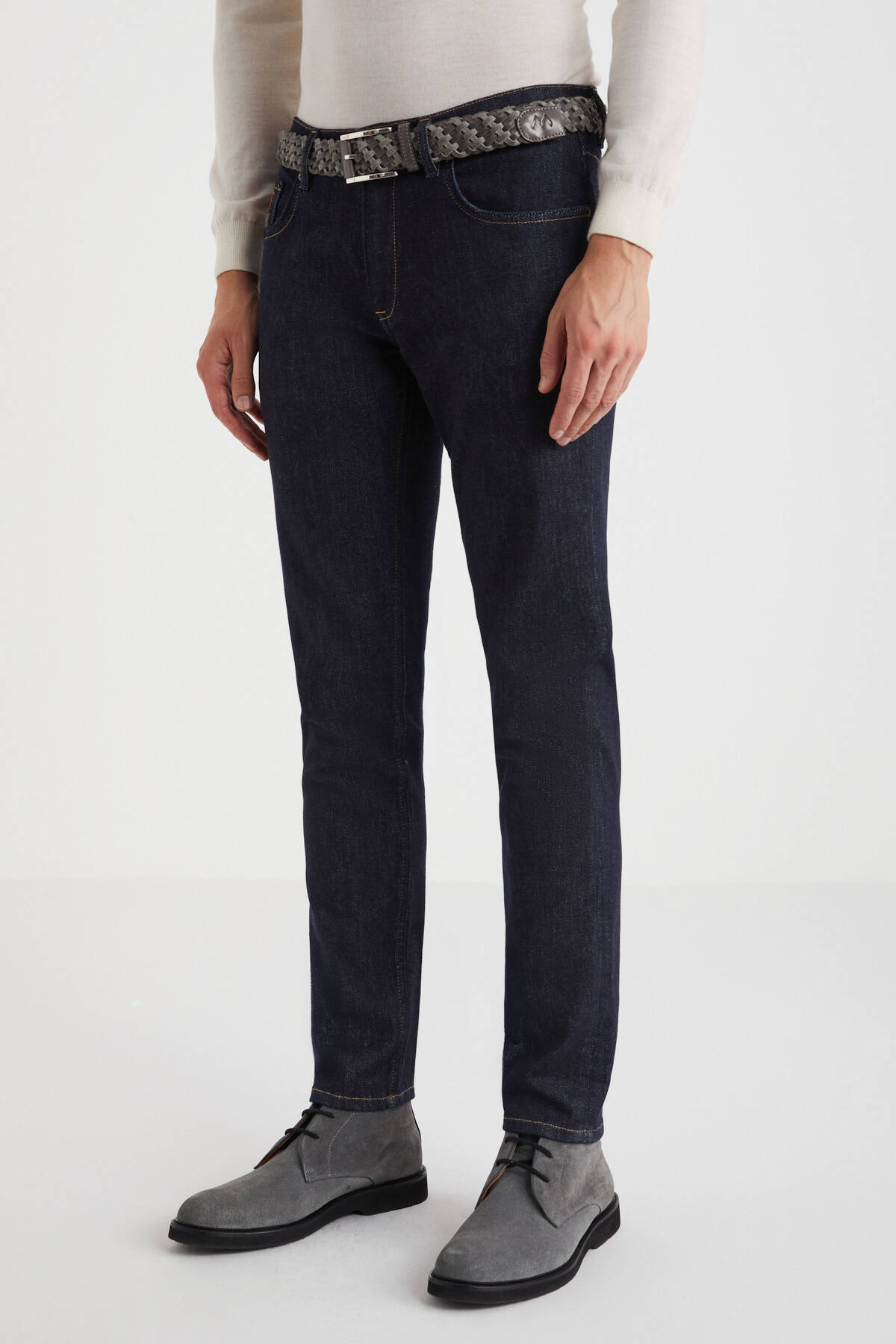 Kaşmir Karışım Kışlık Kalın Lacivert Denim Pantolon