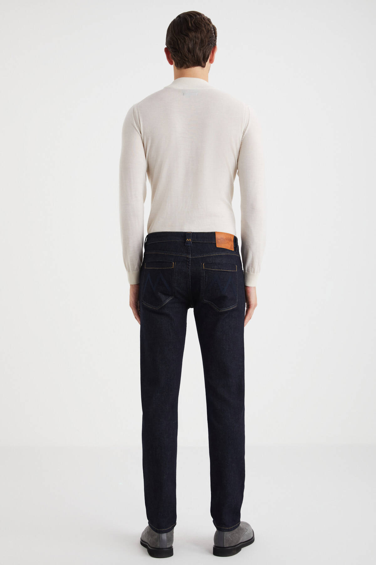 Kaşmir Karışım Kışlık Kalın Lacivert Denim Pantolon