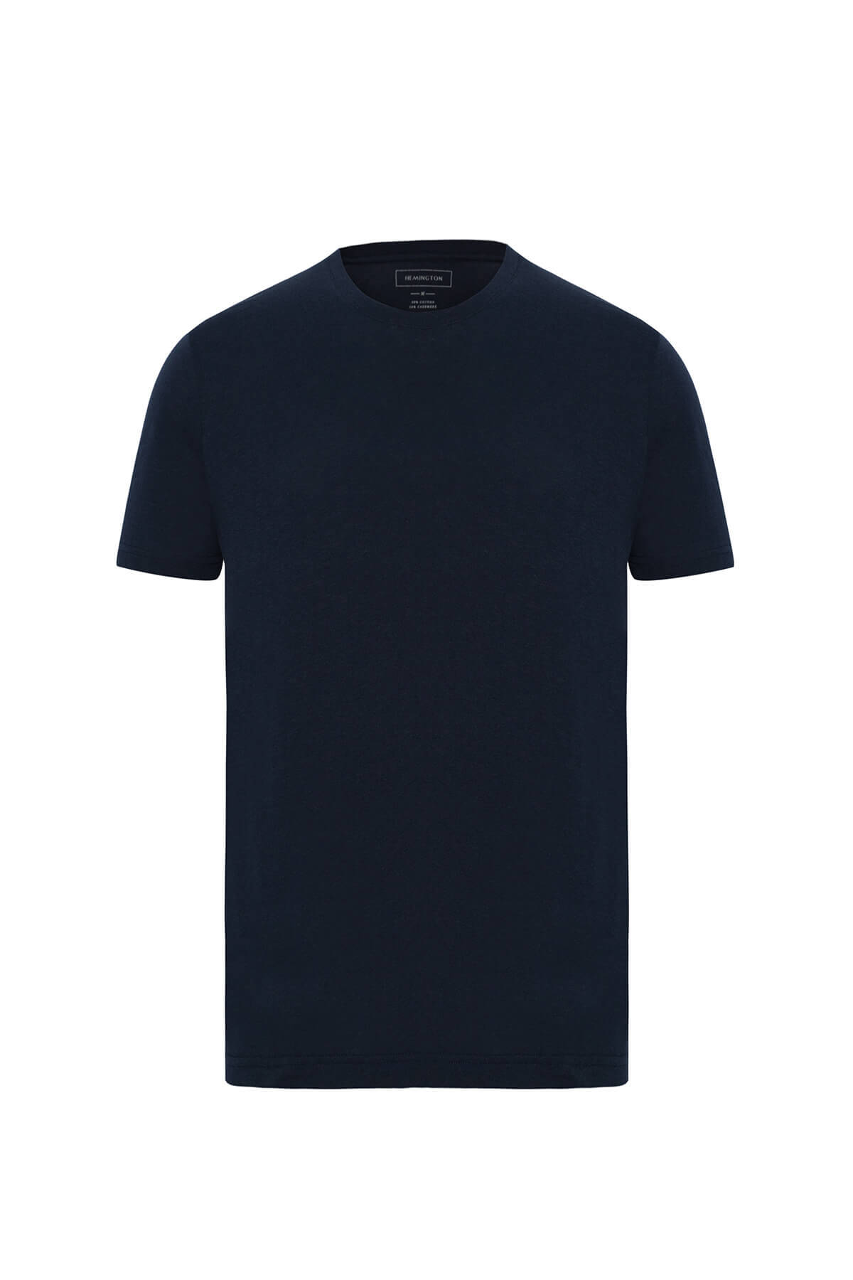 Kaşmir Pamuk Karışım Bisiklet Yaka Lacivert T-Shirt