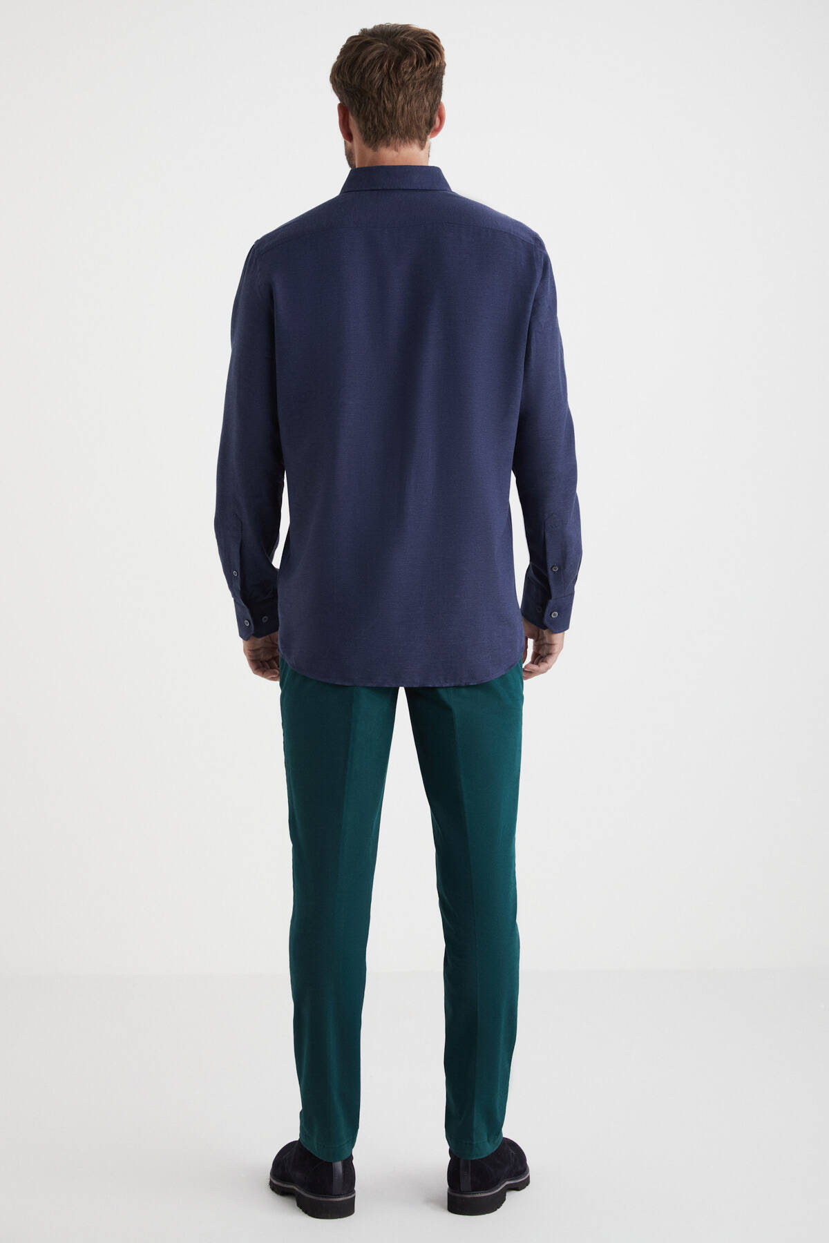 Kaşmir Pamuk Karışım Lacivert Gömlek