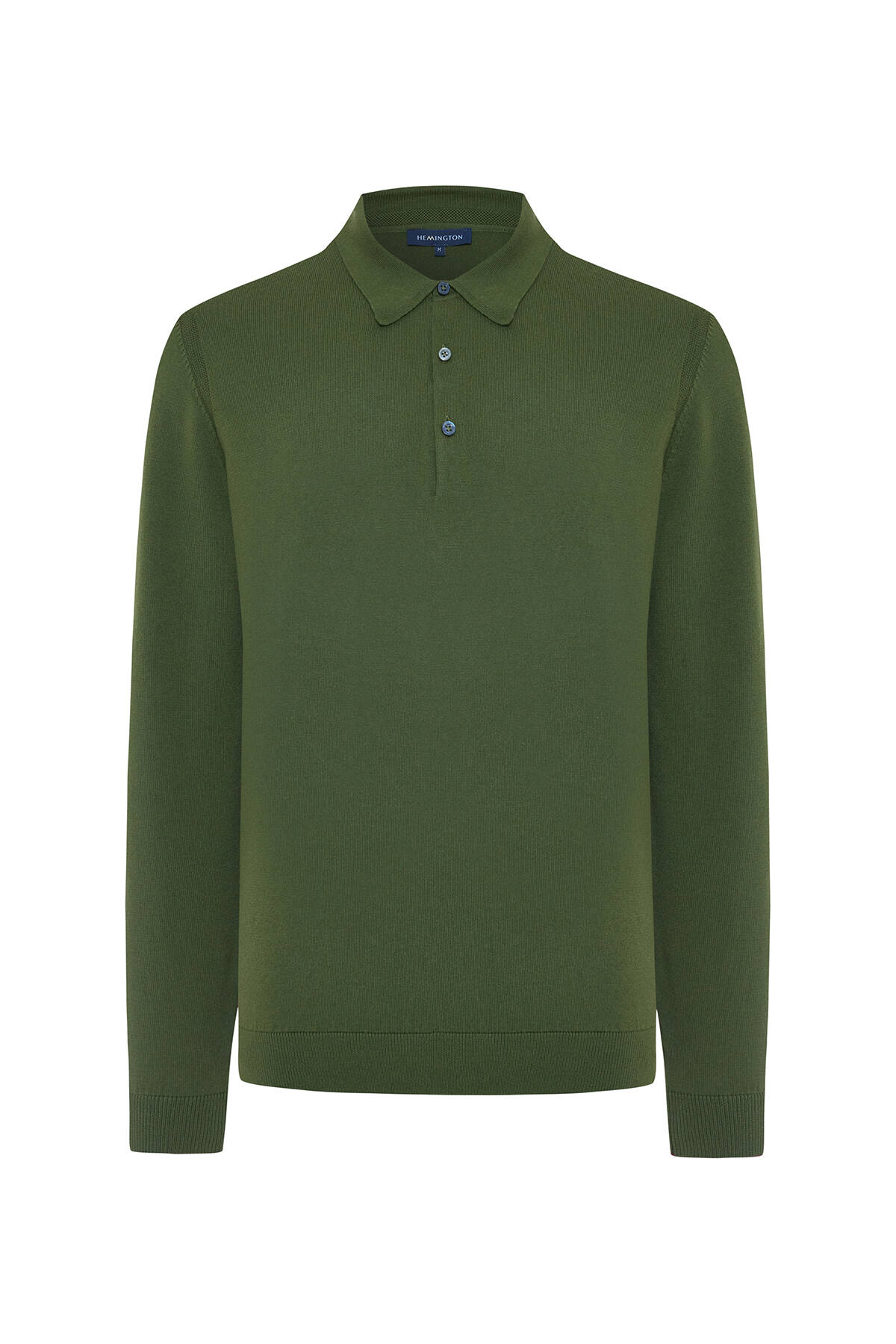 Kaşmir Pamuk Karışım Polo Yaka Yeşil Triko