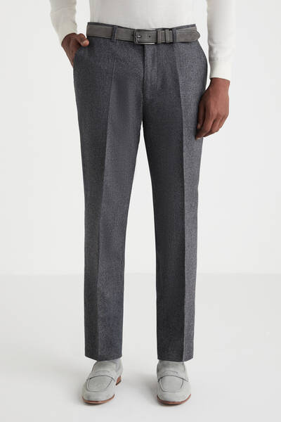 Kaşmir Yün Gri Chino Flanel Pantolon