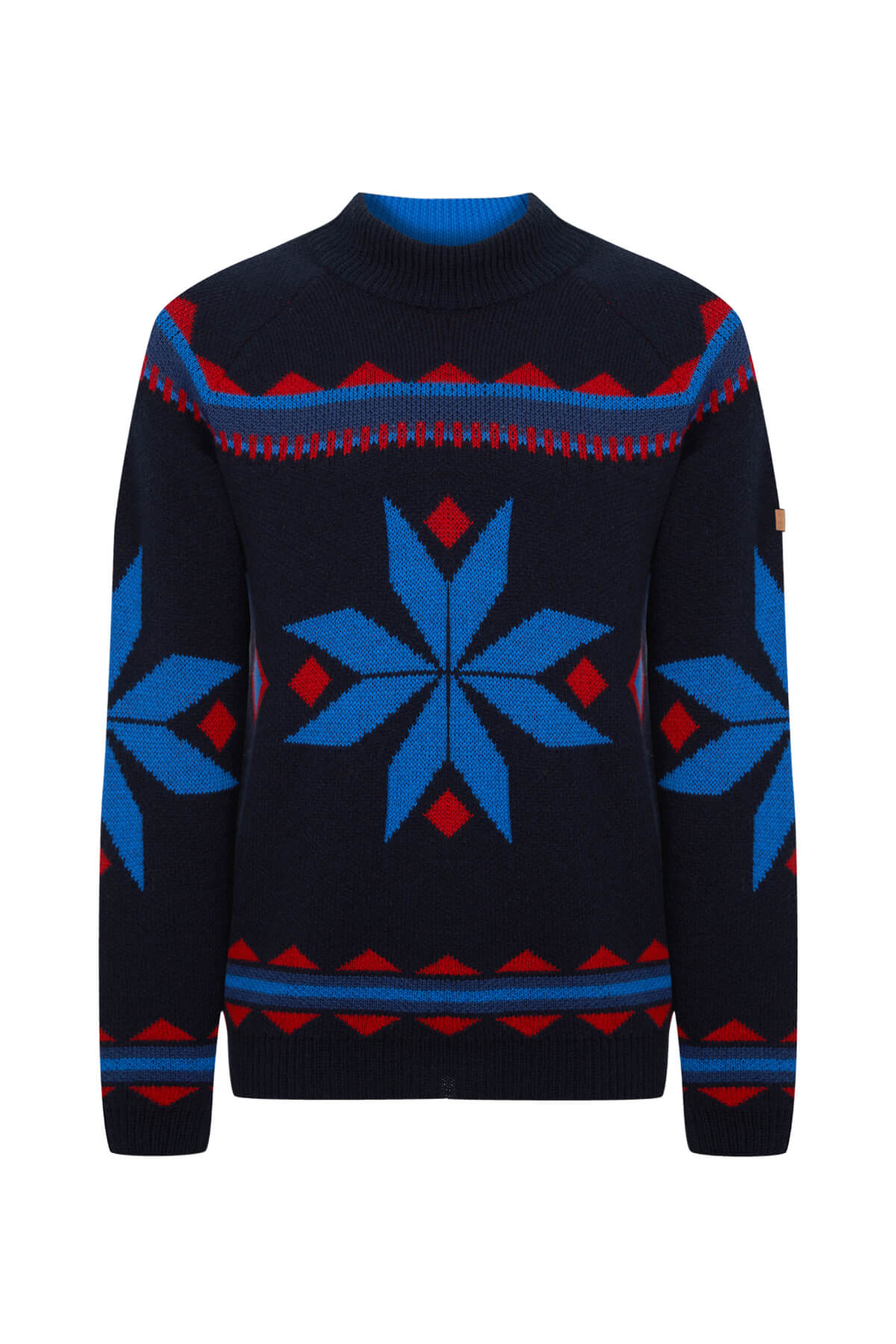 Kaşmir Yün Karışım Lupetto Yaka Kar Desen Lacivert Kazak