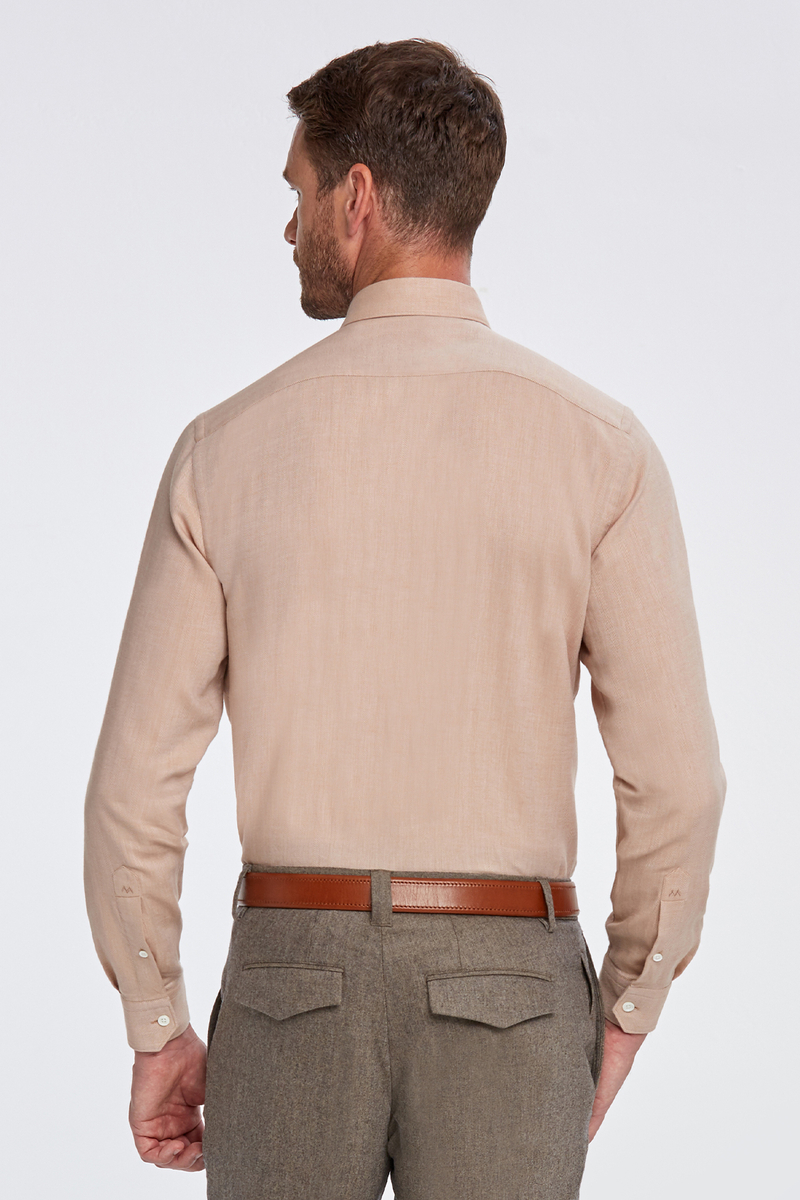 Hemington Kaşmirli Gizli Düğme Camel Business Gömlek. 1 Hemington Kaşmirli Gizli Düğme Camel Business Gömlek. 1
