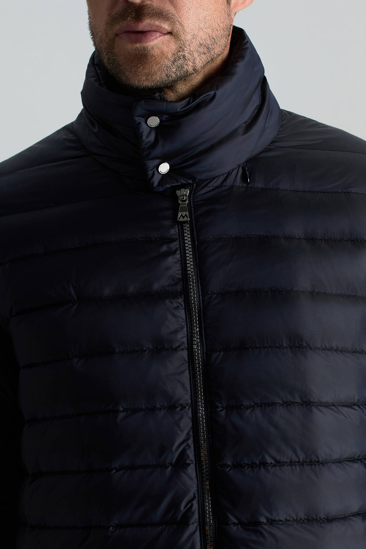 Kaz Tüyü Dolgulu Lacivert İnce Spor Mont