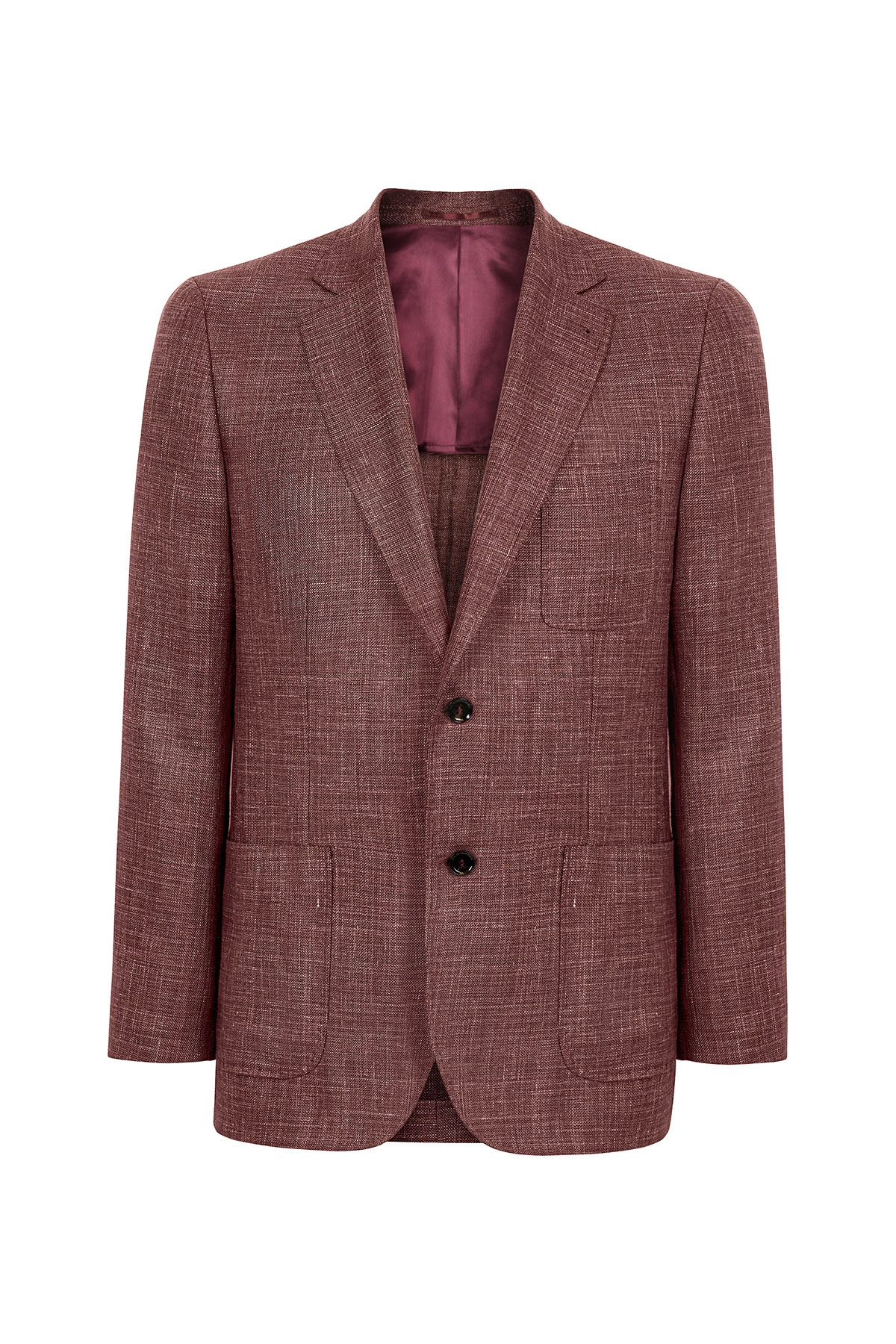 Keten-Yün Karışım Bordo Yazlık Blazer Ceket