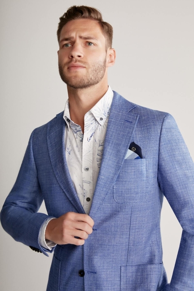 Keten Yün Karışım Koyu Mavi Yazlık Blazer Ceket - Hemington