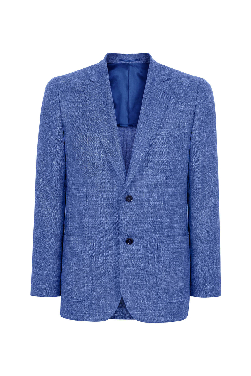 Hemington Keten-Yün Karışım Koyu Mavi Yazlık Blazer Ceket. 8