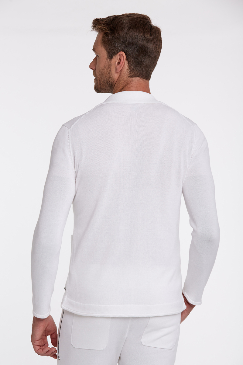 Hemington Kırık Beyaz Saf Pamuk Triko Ceket. 1