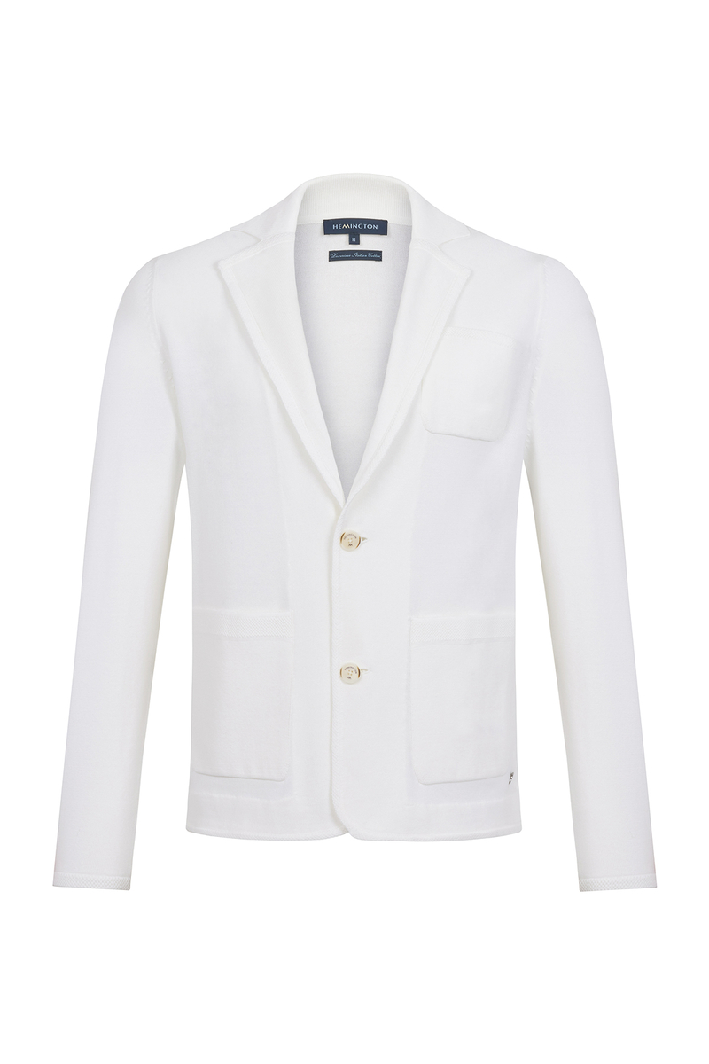 Hemington Kırık Beyaz Saf Pamuk Triko Ceket. 6