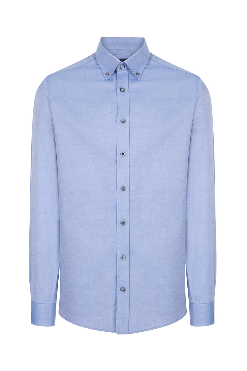 Hemington Koyu Mavi Düğmeli Yaka Oxford Spor Gömlek. 8