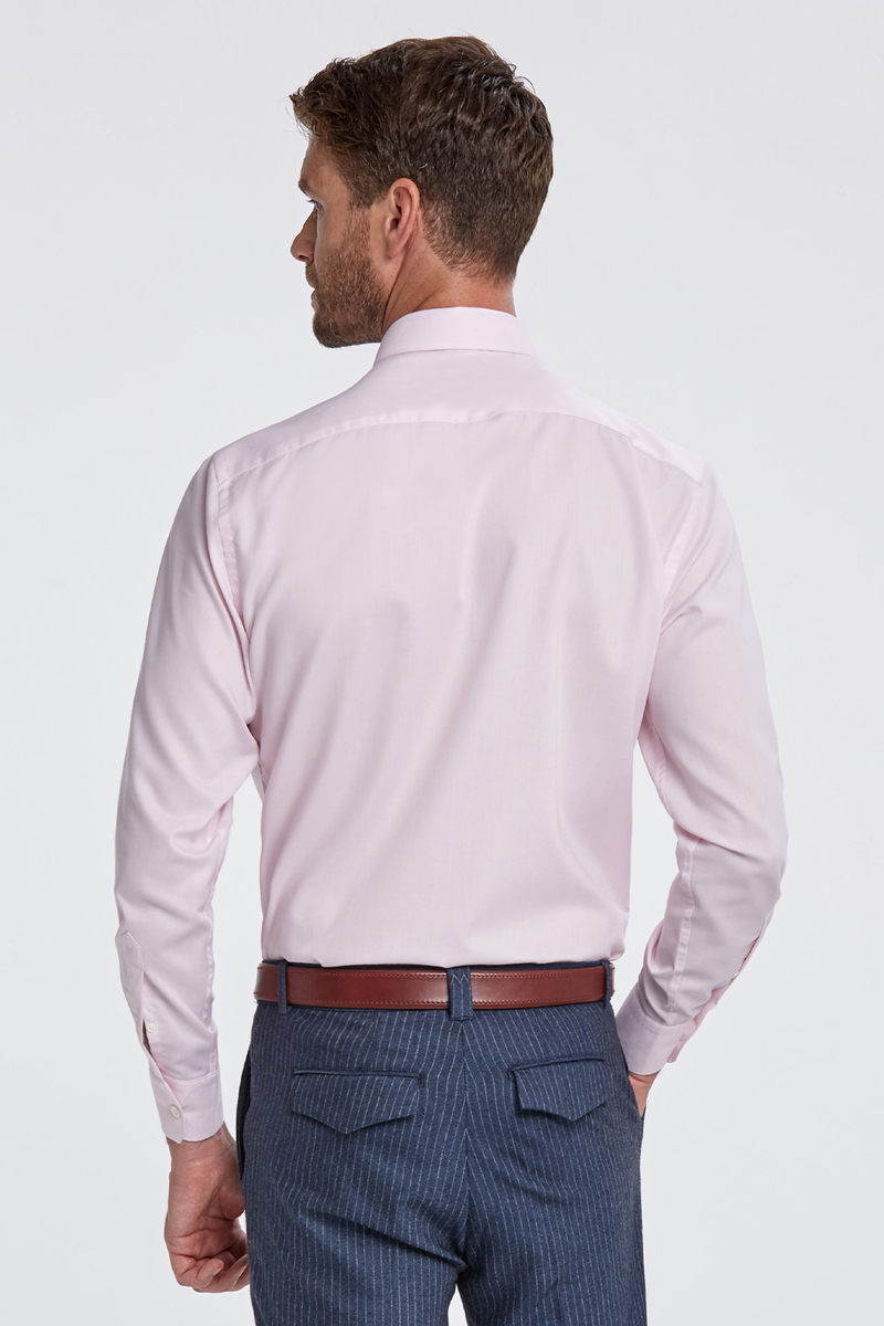 Hemington Kuş Gözü Dokulu Pembe Non Iron Business Gömlek. 3 Hemington Kuş Gözü Dokulu Pembe Non Iron Business Gömlek. 3