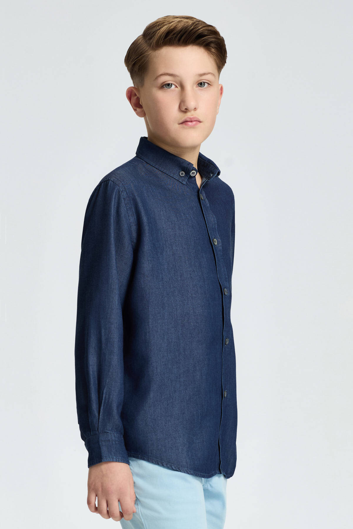 Lacivert Denim Çocuk Gömlek