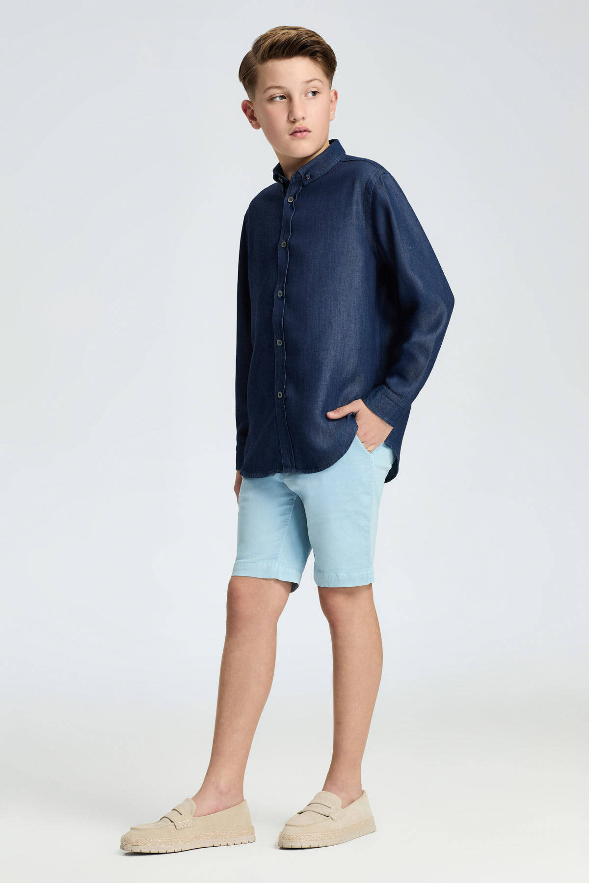 Lacivert Denim Çocuk Gömlek