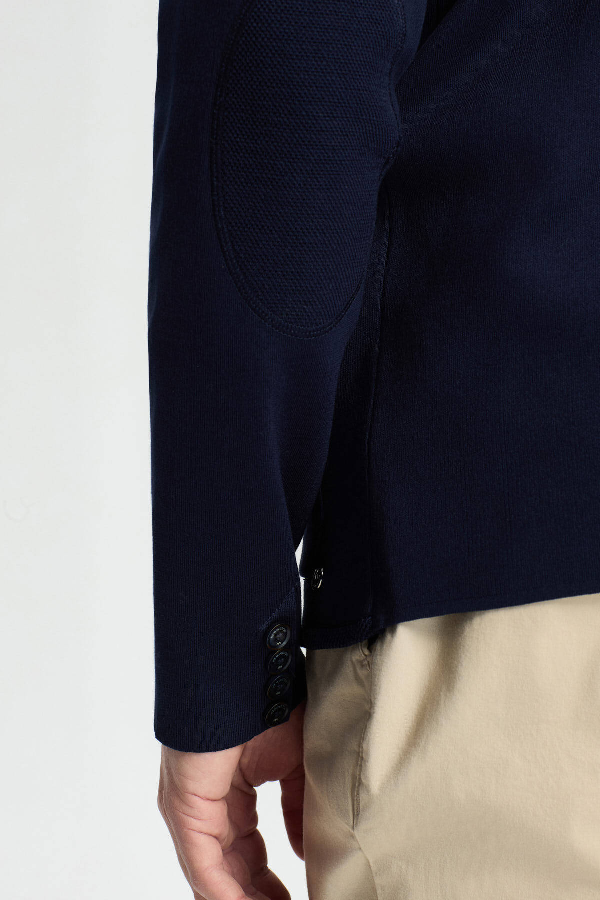 Lacivert Giza Pamuk Triko Blazer Ceket