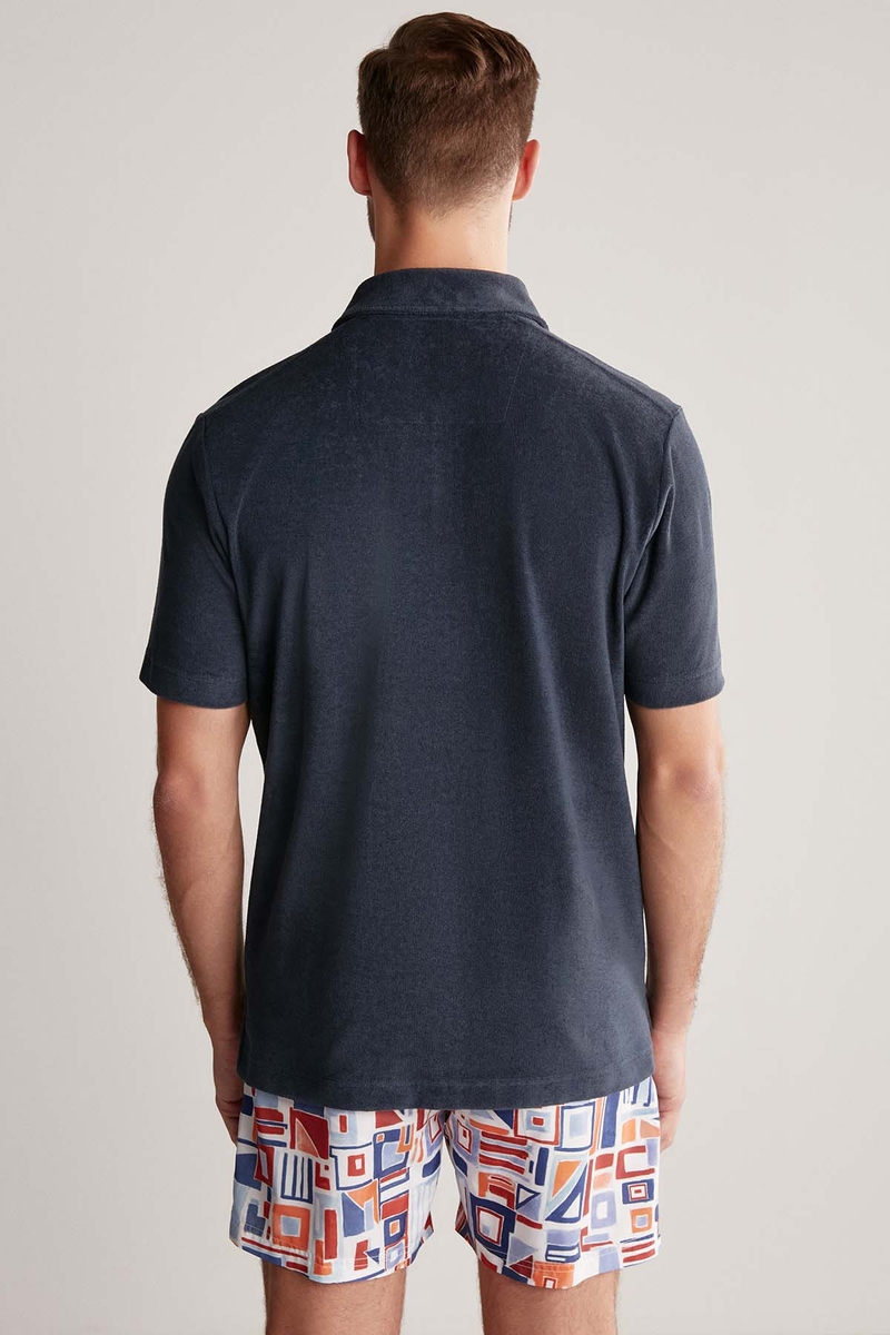 Hemington Lacivert Havlu Kumaş Polo Yaka T-Shirt. 6