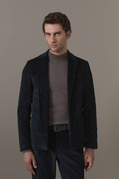 Lacivert Kadife Blazer Ceket - Hemington
