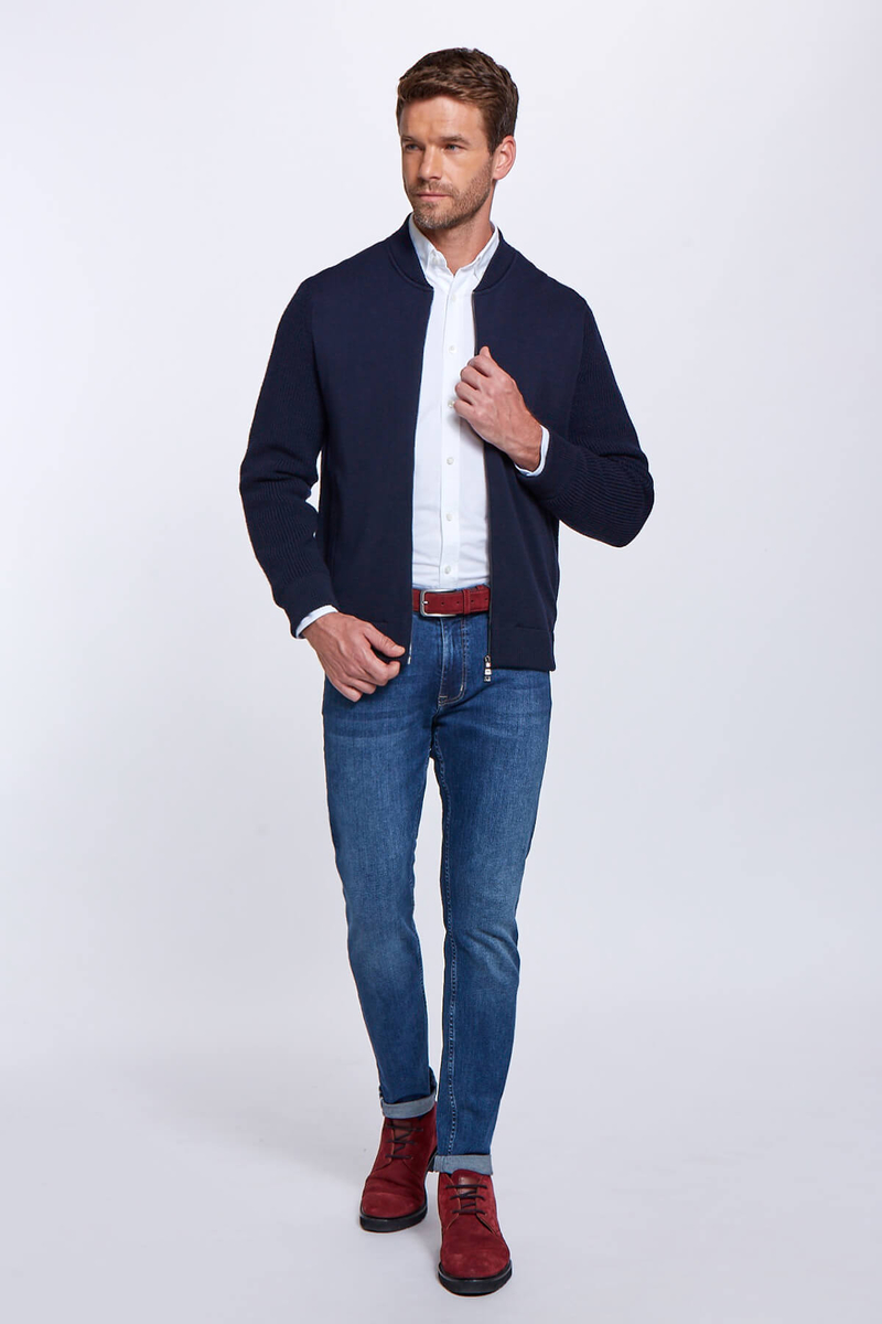 Hemington Lacivert Merino Yün Bomber Ceket. 2 Hemington Lacivert Merino Yün Bomber Ceket. 2