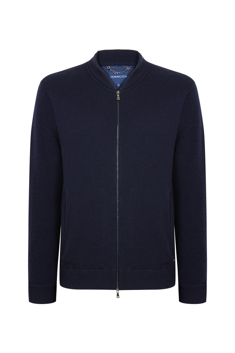 Hemington Lacivert Merino Yün Bomber Ceket. 9 Hemington Lacivert Merino Yün Bomber Ceket. 9