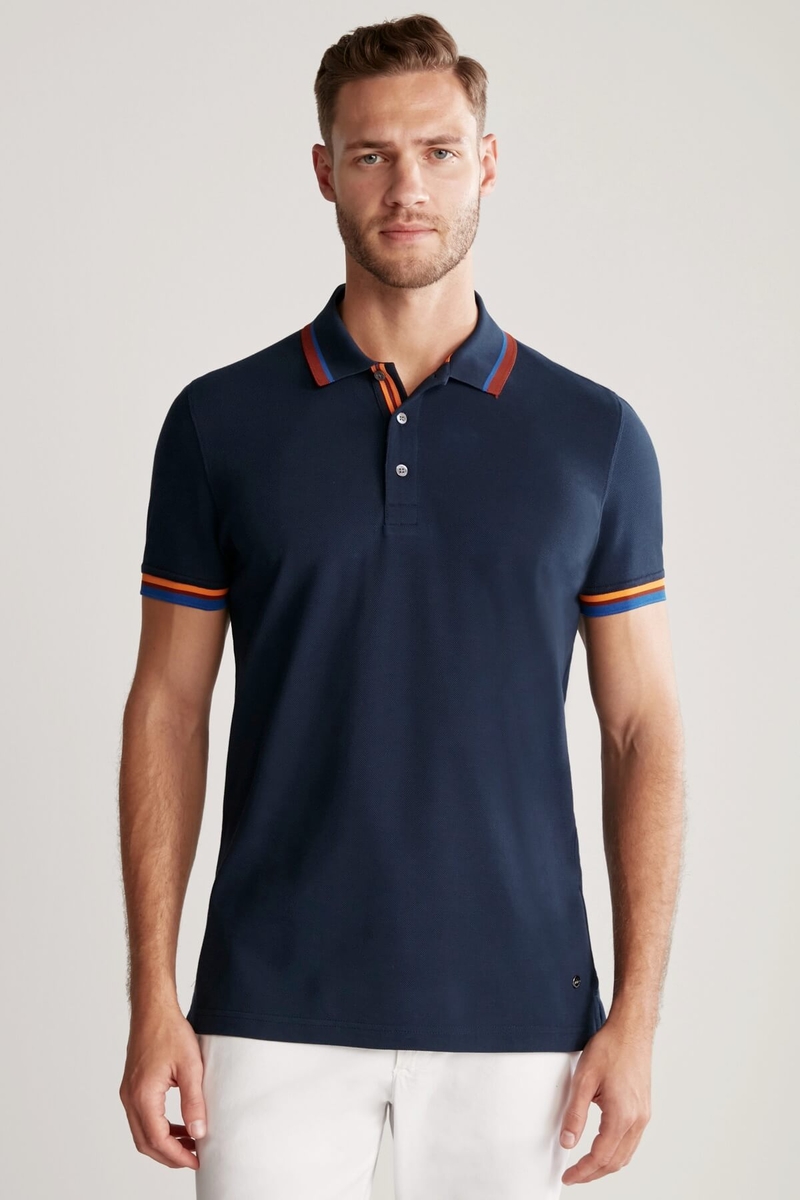 Hemington Pike Pamuk Lacivert Polo T-Shirt. 5