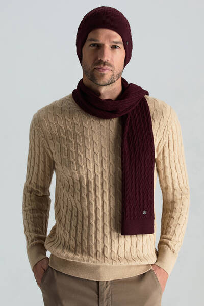 Lambswool Yün Bordo Atkı - Hemington