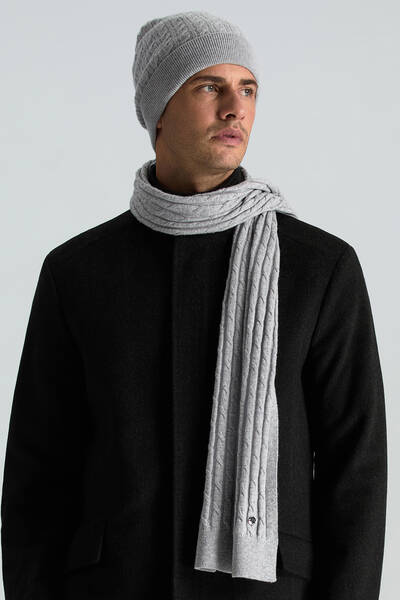 Lambswool Yün Açık Gri Atkı - Hemington