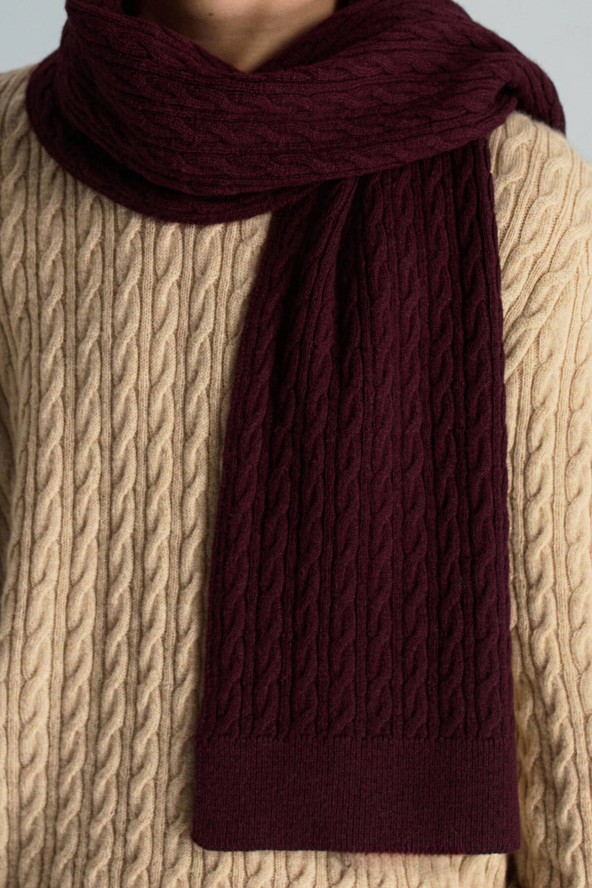 Lambswool Yün Bordo Çocuk Atkı